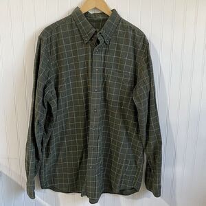 Eddie Bauer Shirt Mens XLT Green Button Down Flannel Heavy Duty Chores Barn Work